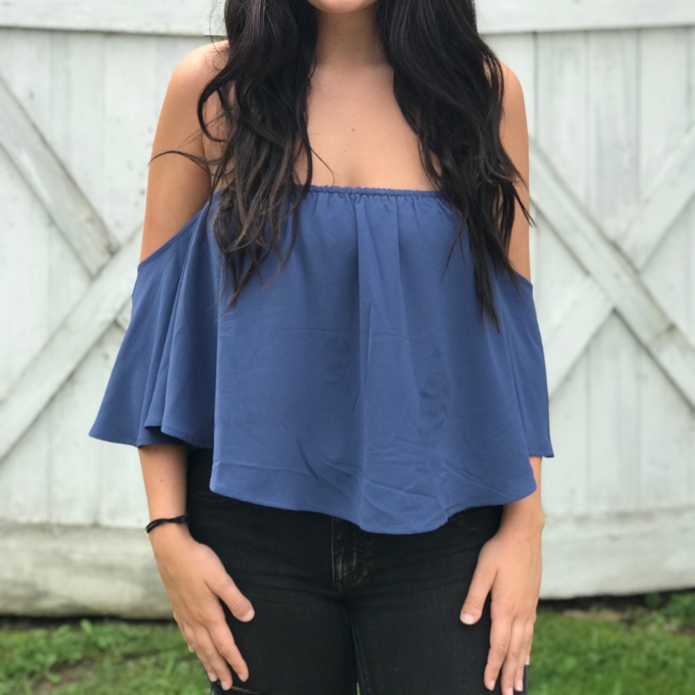Off The Shoulder Top in Navy